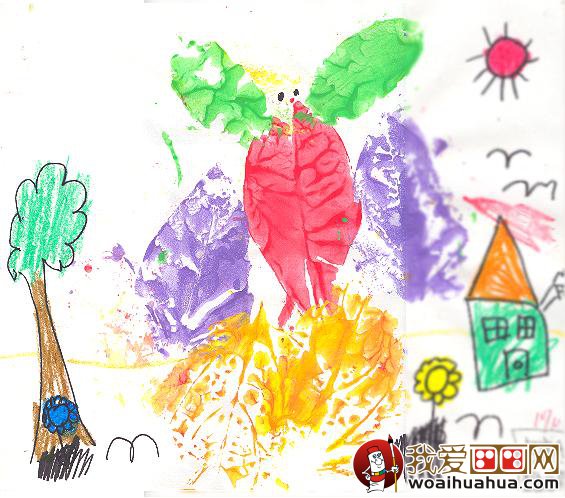 幼儿儿童树叶印画图片