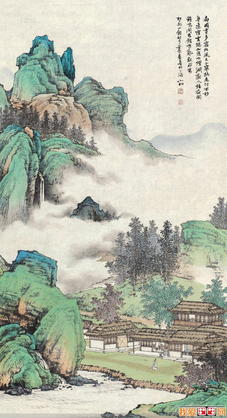 小松砂丘「真作」自筆水墨画「松図」昭和30年（1955年）作品-