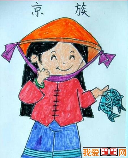 少数民族儿童肖像蜡笔画作品欣赏(3)