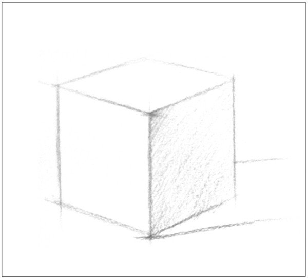 几何体素描之正方体绘画步骤三